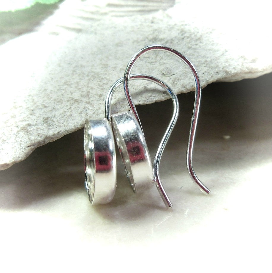 silver round bezel earring setting