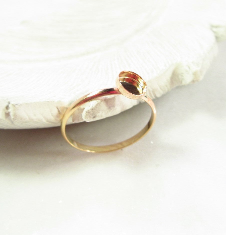 Bezel Cup Ring Setting - Half Round, Round, 2mm Band, Choose Your Cup, Choose Your Metal