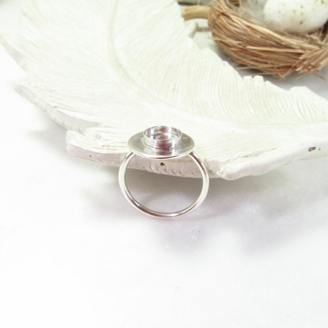 Bezel Cup Ring Setting - Framed, Round, 2mm Band, Choose Your Cup, Choose Your Metal