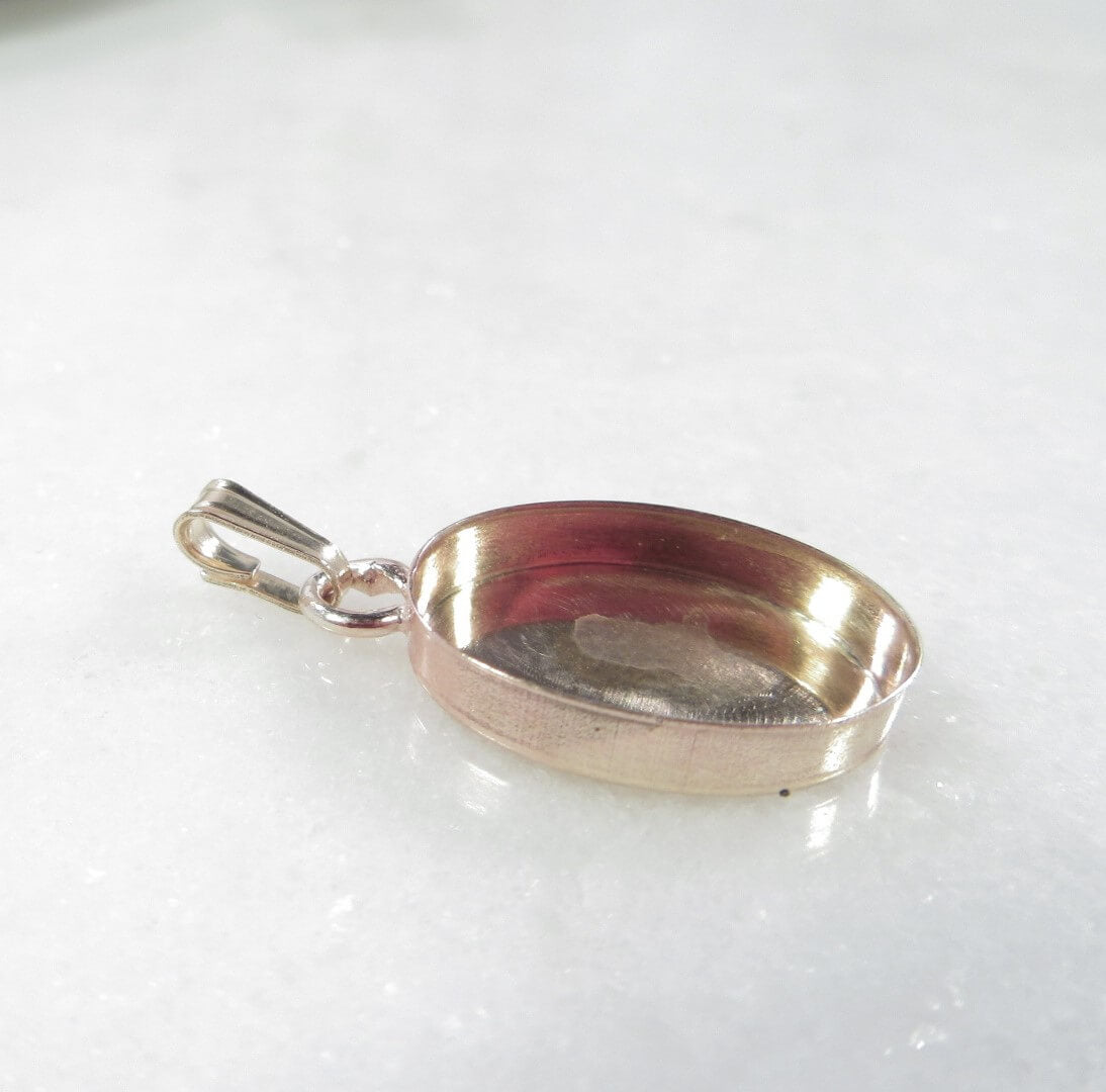 Bezel Cup Pendant - Oval, Wide Bail, Choose Your Cup Size, Choose Your Metal