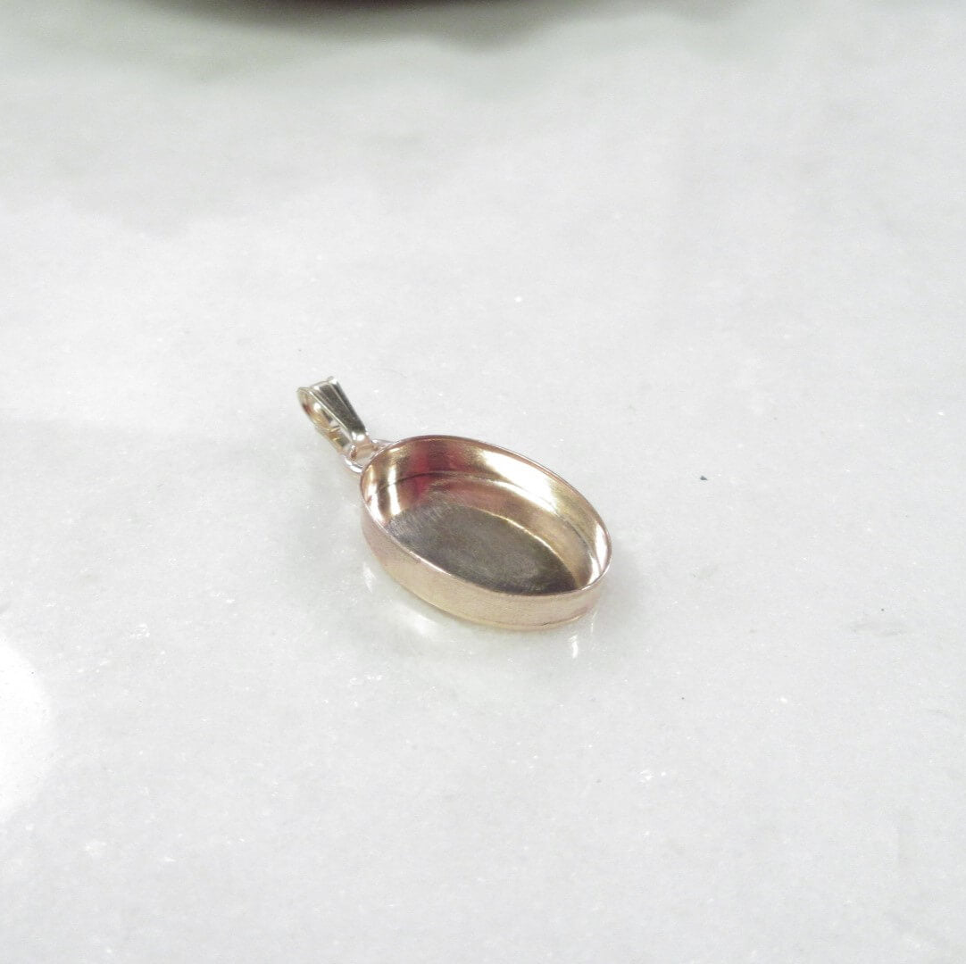 Bezel Cup Pendant - Oval, Wide Bail, Choose Your Cup Size, Choose Your Metal