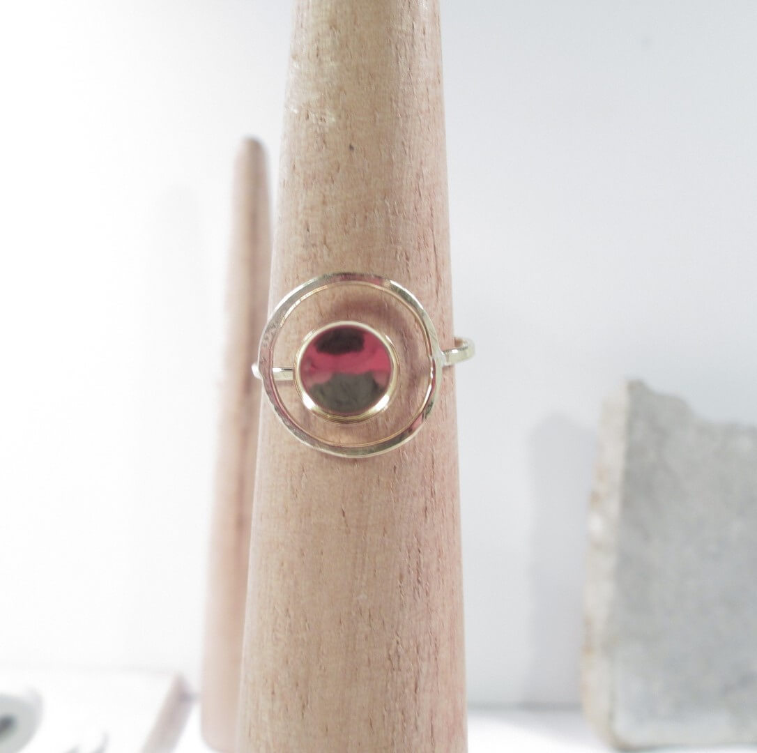 Bezel Cup Ring - Circle Lariat, 1mm Band, Choose Your Metal