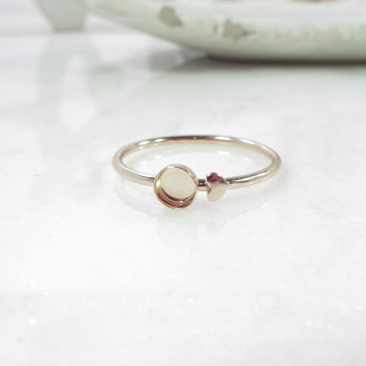 tiny heart round bezel cup rings setting