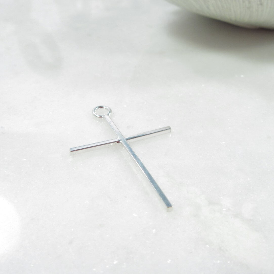 Earring Dangle - Thin Cross, Choose Your Metal