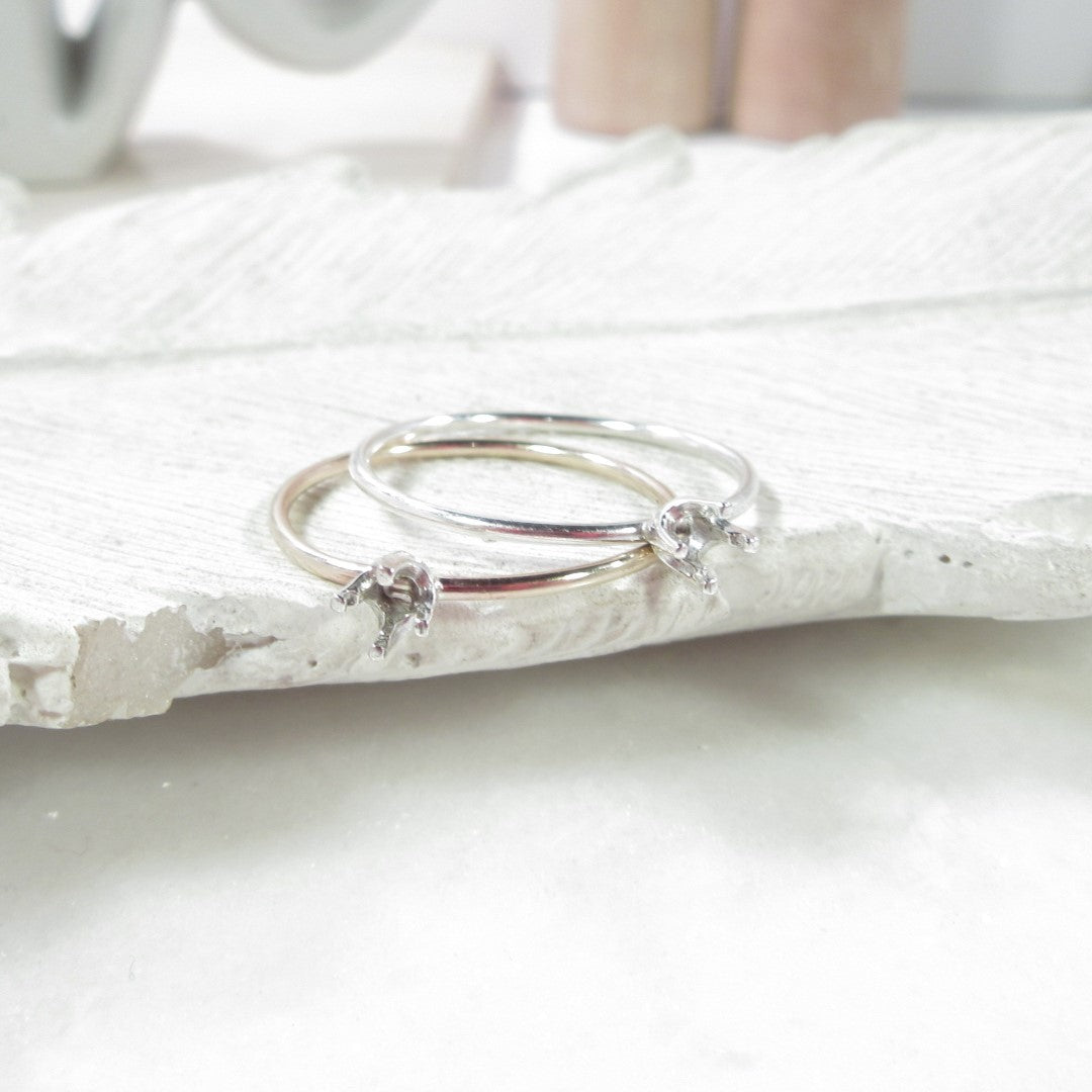 Faceted Ring Setting - Plain, Round, 1.5mm Band, Choose Your Bezel Size, Choose Your Metal