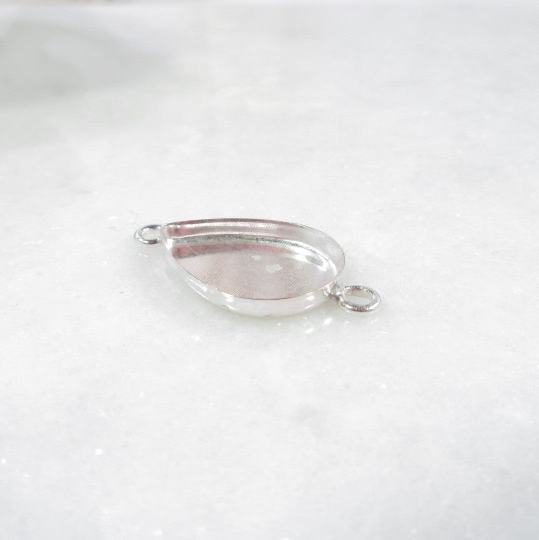 Bezel Cup Pendant - Double Ring Pear, Choose Your Cup Size, Sterling Silver