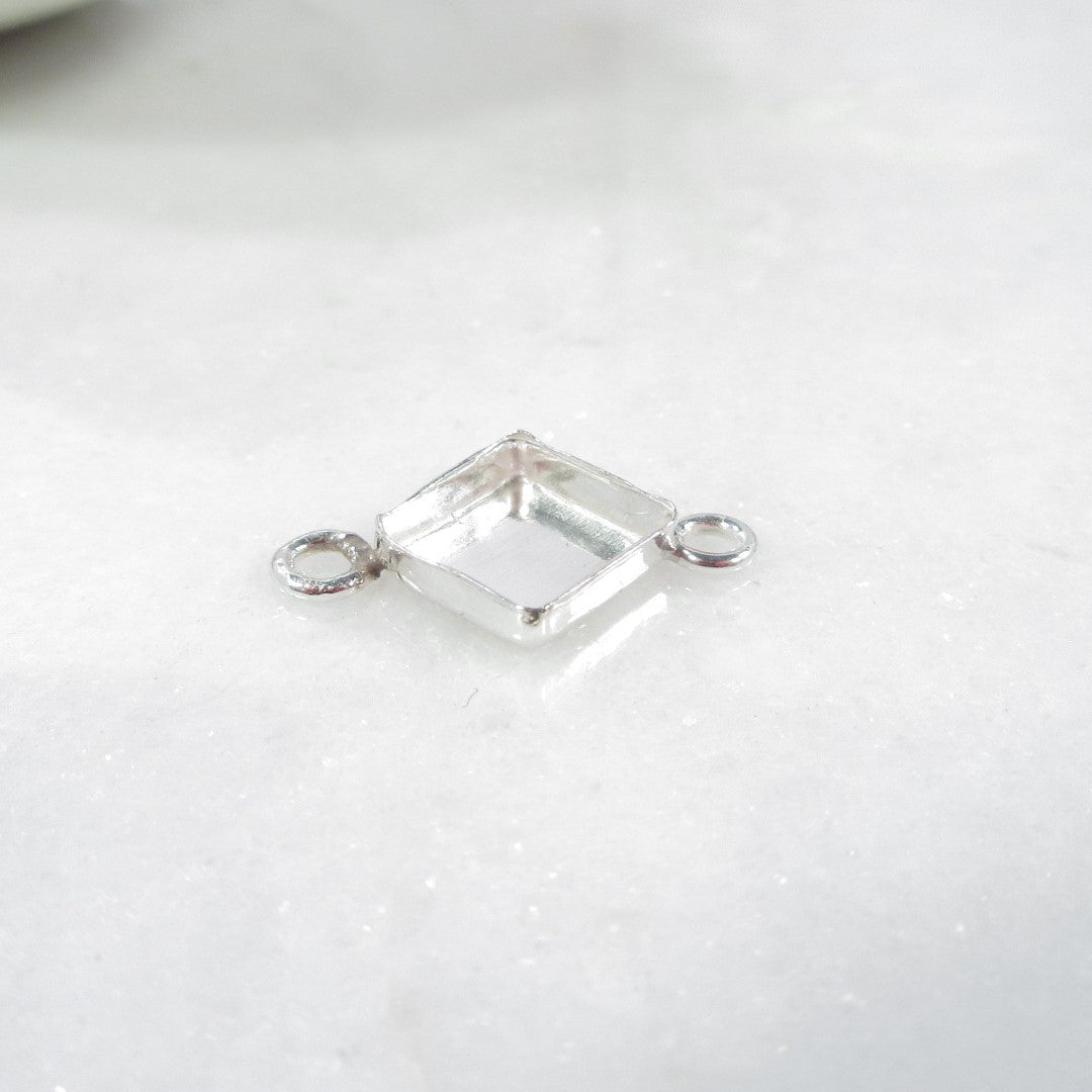 Bezel Cup Pendant - Double Ring, Square On Angle, Choose Your Cup Size