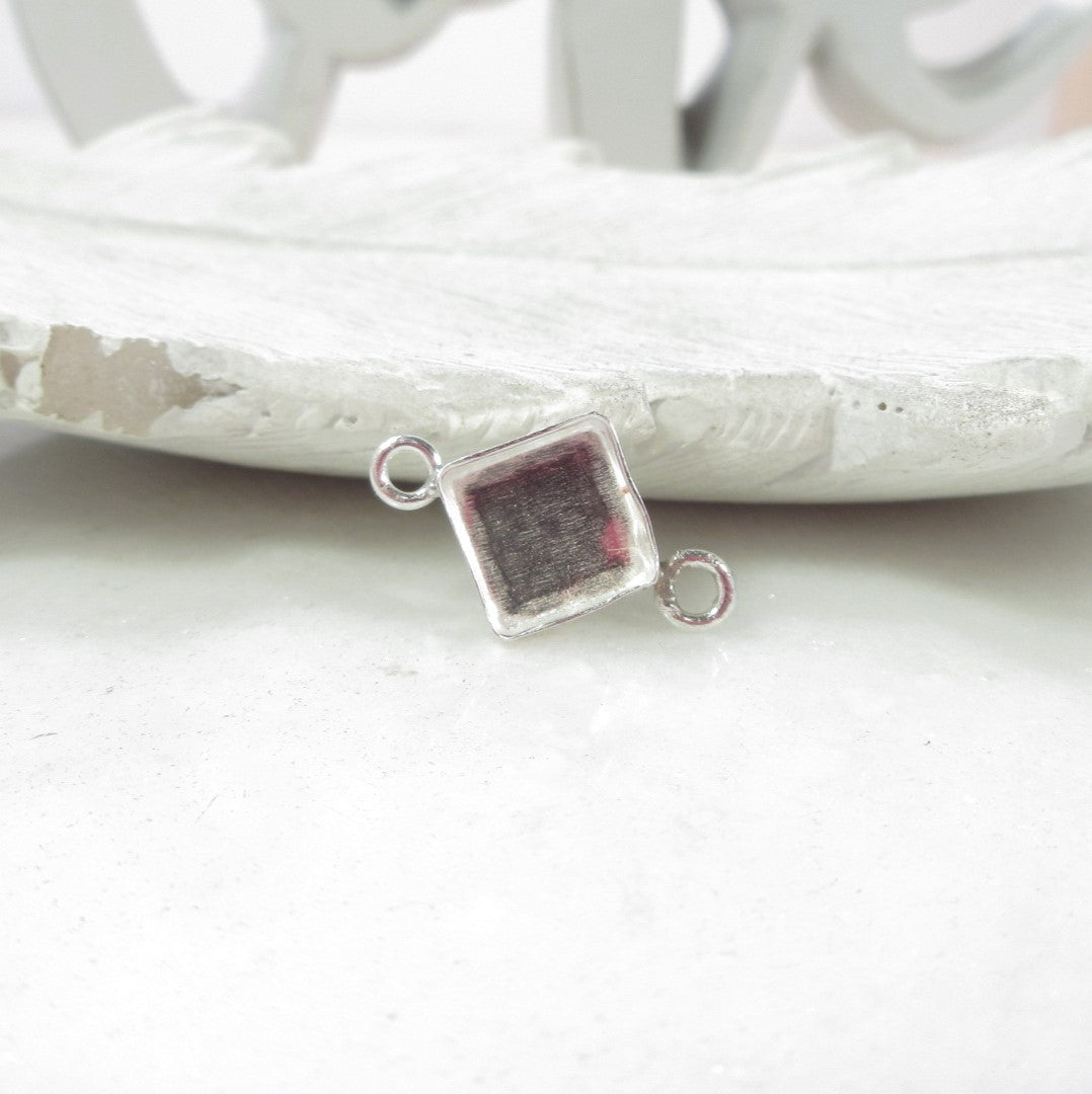 Bezel Cup Pendant - Double Ring, Square On Angle, Choose Your Cup Size