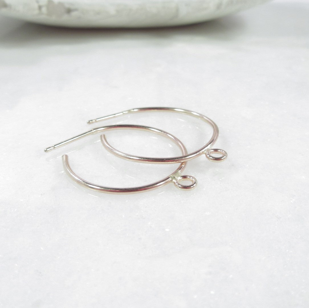 Small Post Hoop Earrings - Plain With Ring