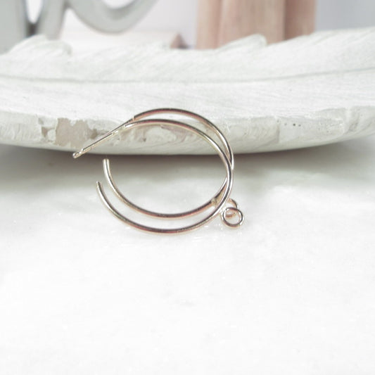 Small Post Hoop Earrings - Plain With Ring