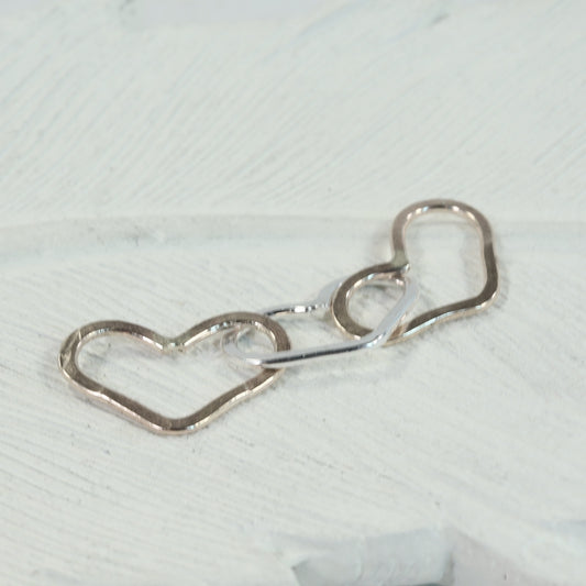 Links - Hearts Triple, 8x11mm, 1mm, Gold Silver Gold Choose Your Metal