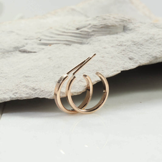 Small Wide Post Hoop Earrings - Plain 2mm