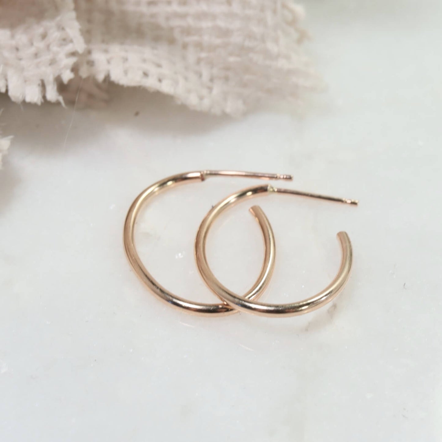 Small Oval Post Hoop Earrings - Plain