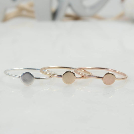 Disk (Glue) Ring - 2mm, 8mm Disk, Solid 14k Gold