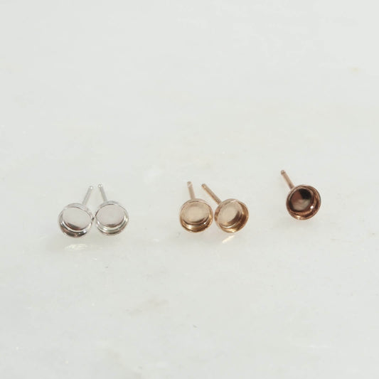 round bezel cup earring settings