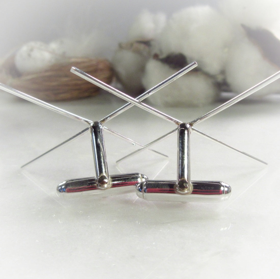 Raw Gemstone Cuff Links Sterling Silver