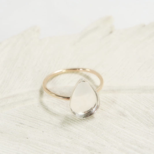 Bezel Cup Ring Setting - Plain, Pear, 1mm Band, Choose Your Cup, Choose Your Metal