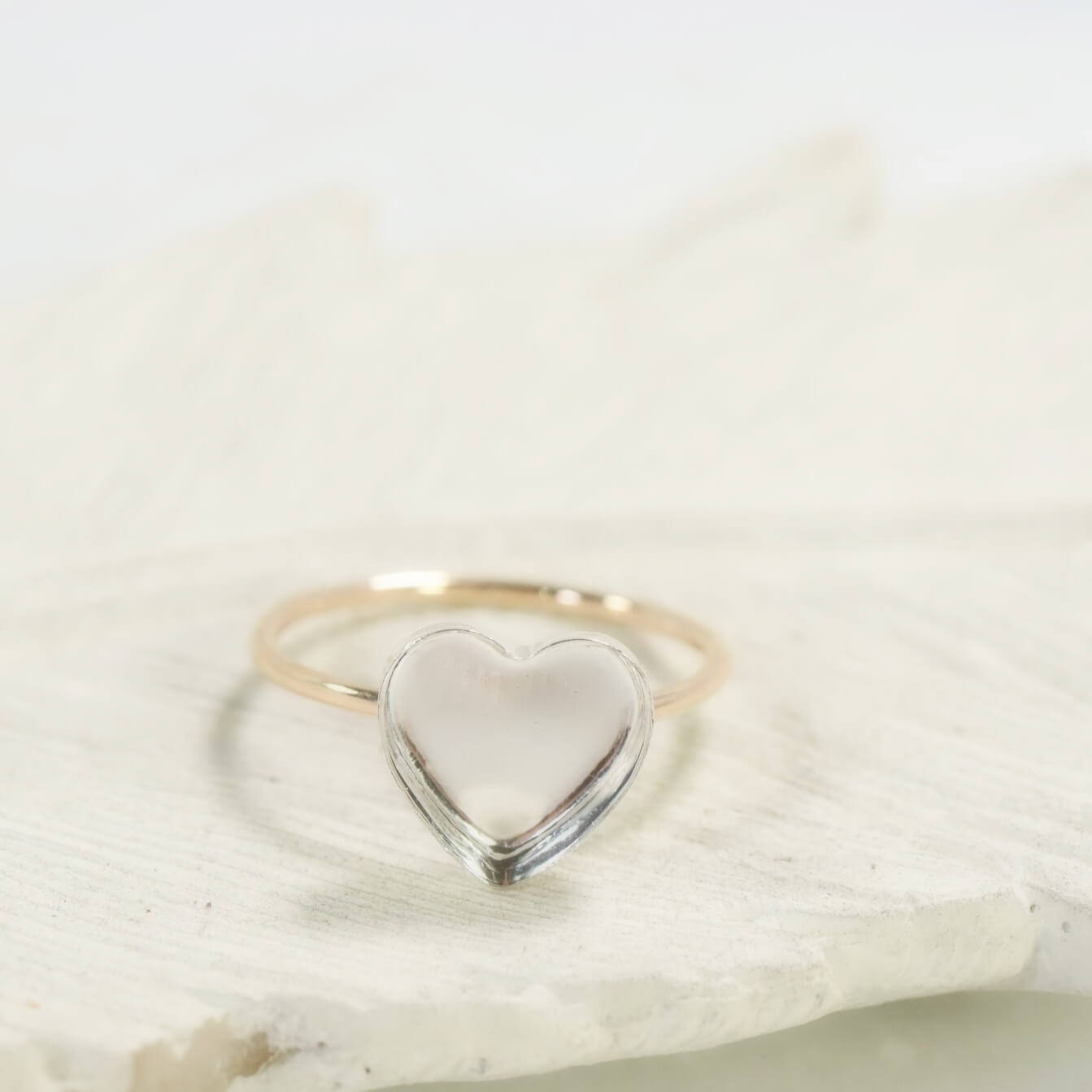 heart bezel cup ring setting front