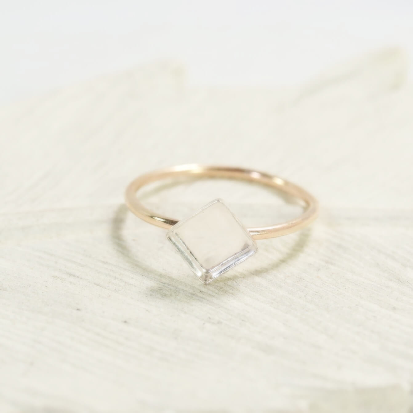 Bezel Cup Ring Setting - Plain, Angled Square, 1mm Band, Choose Your Cup, Choose Your Metal