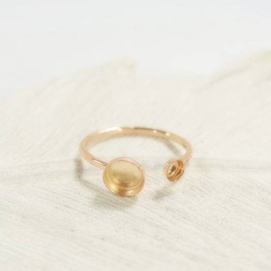 gold double bezel cup open ring setting