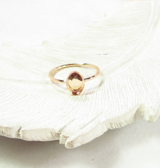 14k yellow gold oval bezel cup ring setting