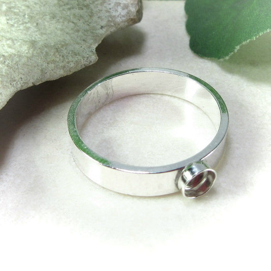 Wide Band Bezel Cup Ring Setting - 3mm Choose Your Bezel Cup and Metal